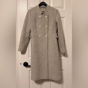 Elegant Gray Wool Double-Breasted Women's Coat